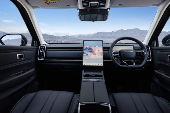 J7 cabin looking forward from the rear seats