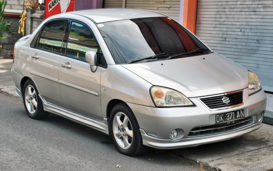 Suzuki Liana saloon, front three-quarter — sold as the Aerio and Baleno elsewhere