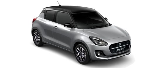 Suzuki Swift in Silky Silver with a black roof