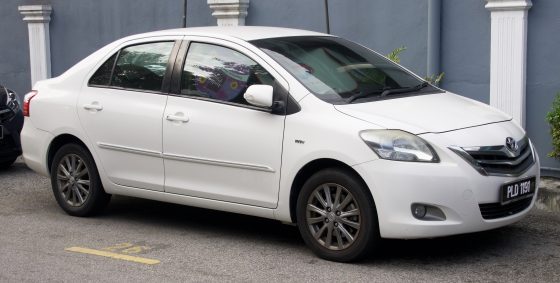 Toyota Belta (XP90), front three-quarter — badged Vios in this market